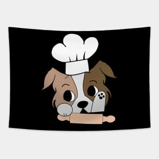 Chef dog cook baking with toque blanche Tapestry