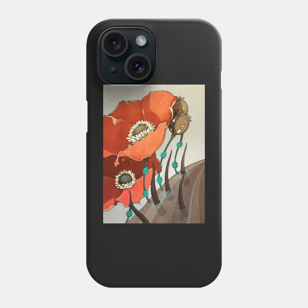 Red Opium Poppies Phone Case by kirimoth