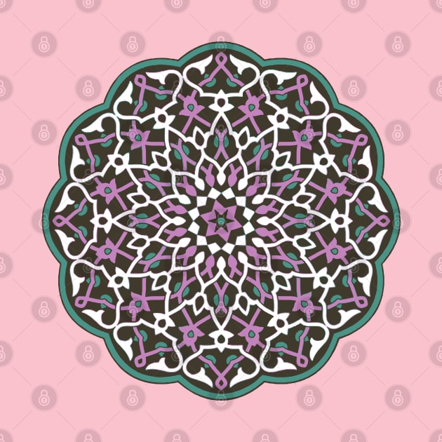 Circle Pattern Vector Art Green Magenta Pink White by taiche