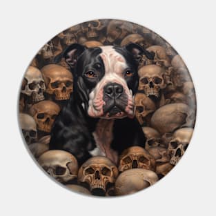 Staffy In Skullyard Pin