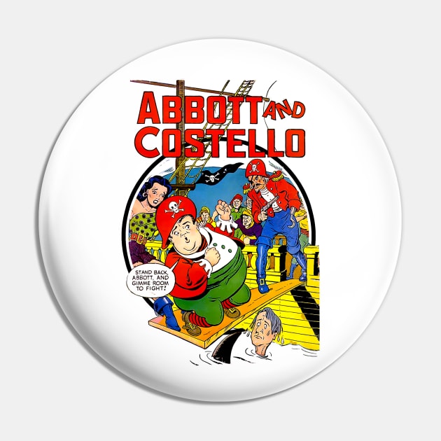 Abbott and Costello Vintage Comic Pirate Style Comedy Tee Pin by Joaddo