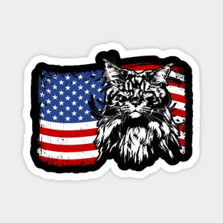 Proud Maine Coon American Flag patriotic cat Magnet