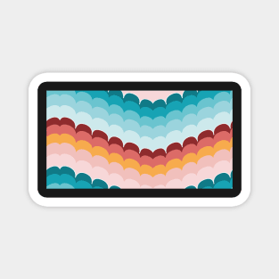 Bargello scallop waves turquoise coral Magnet