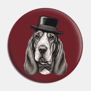 Basset Hound  in hat Pin