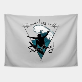 Something With Surfing Cool Wave Aerial Surfer Silhouette Tapestry