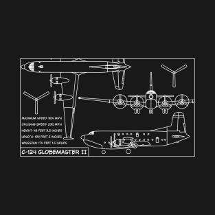 C-124 Globemaster II American Cargo Plane Blueprint Diagram Gift T-Shirt