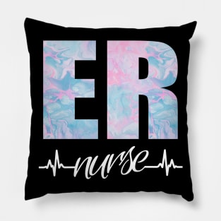 ER Nurse Heartbeat Swirl Pillow