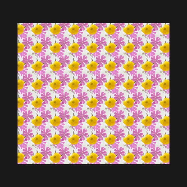 Buttercups and pink campion pattern by bettyretro