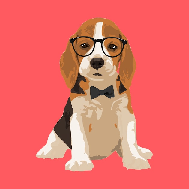 Cute Hipster Beagle Puppy Dog T-Shirt for Dog Lovers by riin92