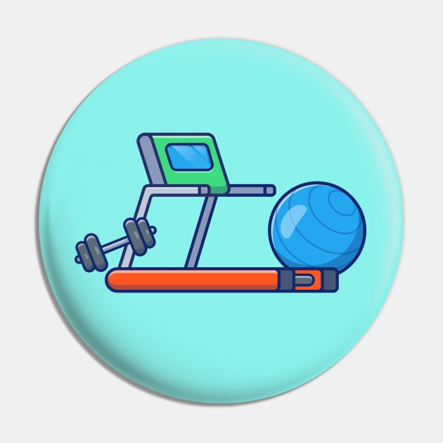 Treadmill, Dumbbell And Fitness Ball Cartoon Pin by Catalyst Labs