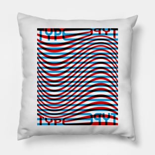 Type Wave (Cyan Red Black) Pillow