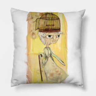 Ingrid - a surreal old woman Pillow