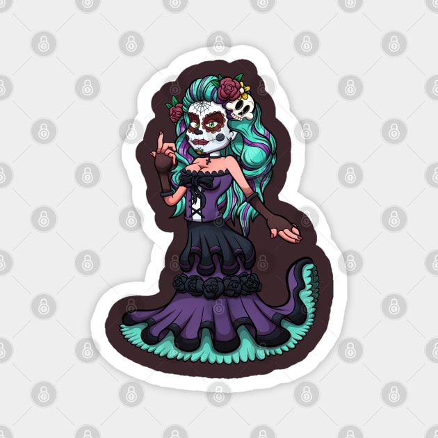 Sugar Skull Girl Magnet by TheMaskedTooner