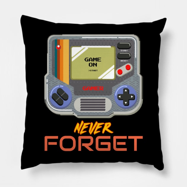 Never Forget Handheld Retro Vintage 70s 80s 90s 2000s Pillow by TV Dinners