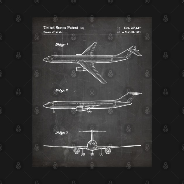 Boeing 777 Airliner Patent - 777 Airplane Art - Black Chalkboard by patentpress