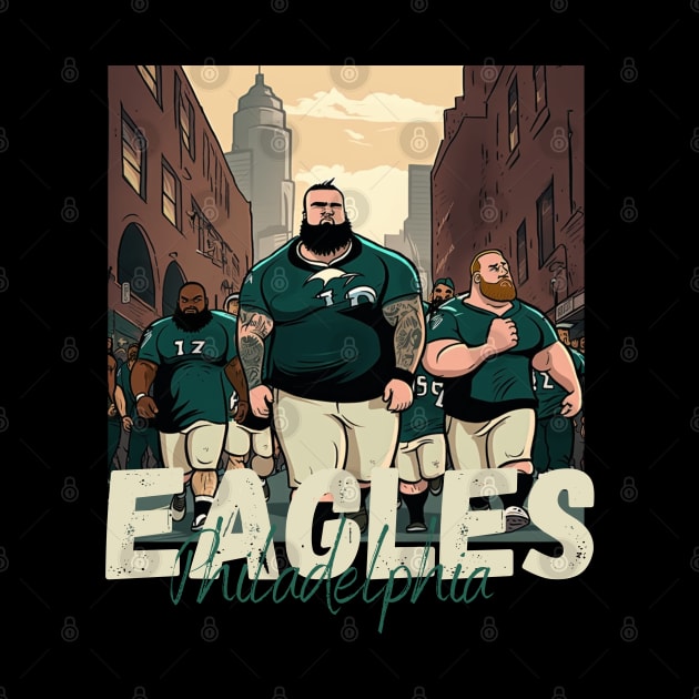 Philadelphia eagles football player graphic design cartoon style beautiful artwork by Nasromaystro