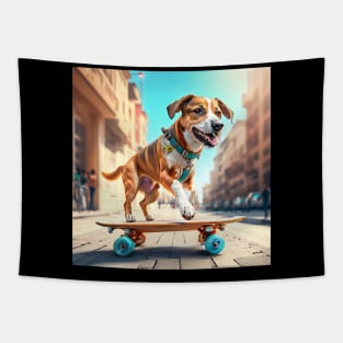 Dog on a Skateboard Tapestry