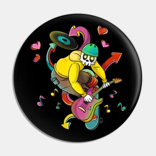 Punk Skateboarding Skelton Skull Skater Pin