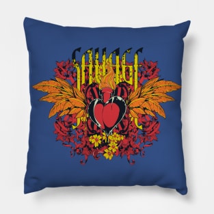 flaming heart with wings flourish Pillow