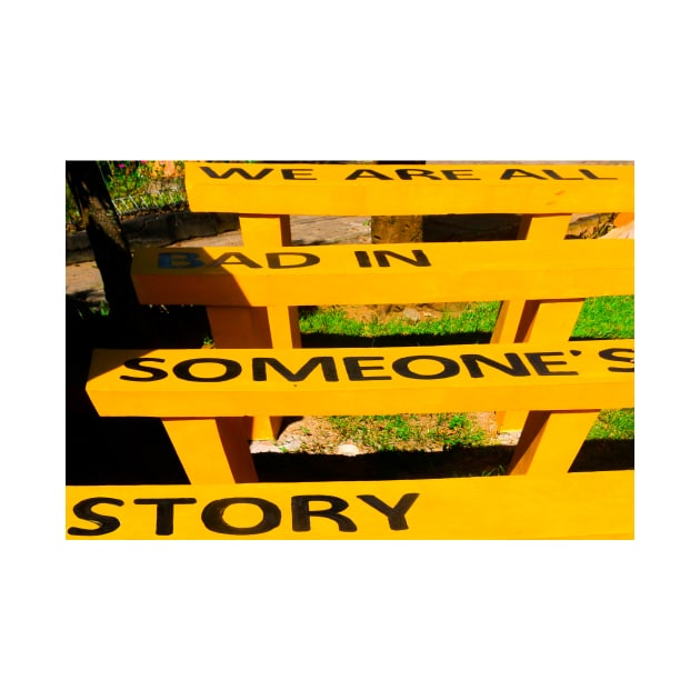 We are all bad in someone´s story on yellow benches by kall3bu