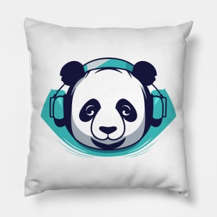 Panda Music Headphone City Rhyme Wonderful Vibes Vector Graphic Pillow