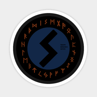 Blue Sowulo Futhark Rune Symbol Magnet