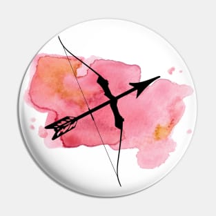 Bow and Arrow in Pink Watercolor Pin