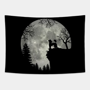 Poodle Dog And Moon Scary Halloween Tapestry