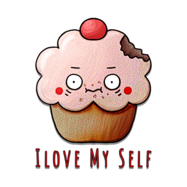 Funny cannibal cupcake "I love my self" by sungraphica