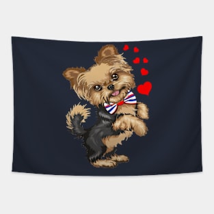 Yorkie Dog Partiotic Pup Tapestry