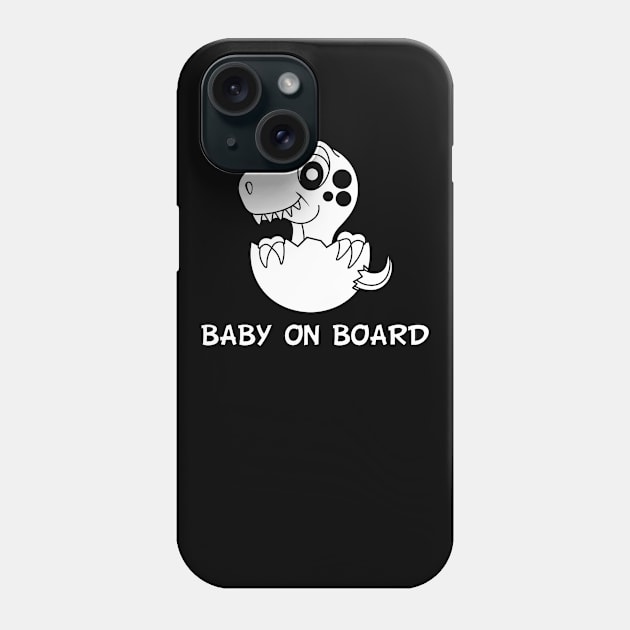 Baby on board cute dino Phone Case by Mesozoic forest