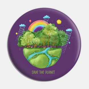 Save The Planet Illustration Pin