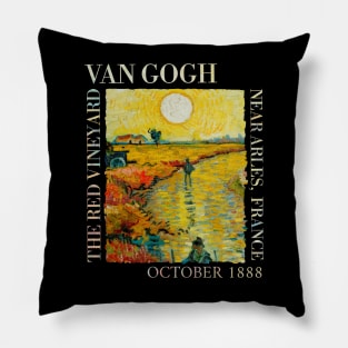 Red Vineyard at Arles - Vincent Van Gogh - Zoomed in and detailed Pillow