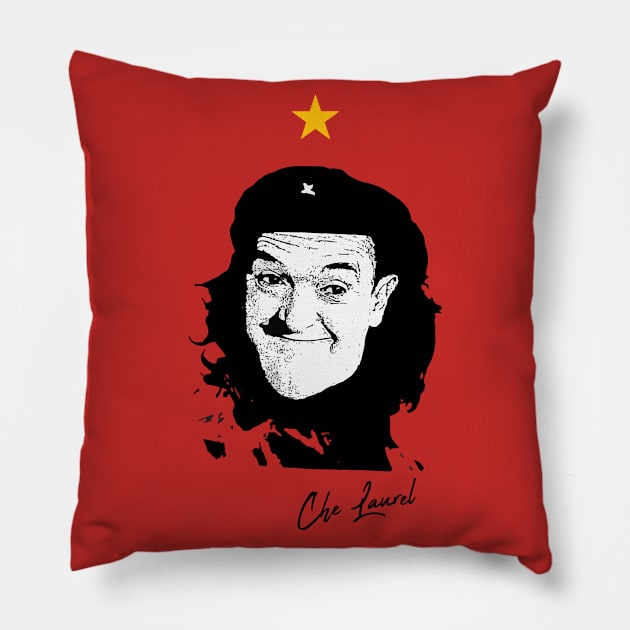 Che Guevara v Stan Laurel Mashup Pillow by funkymonkeytees