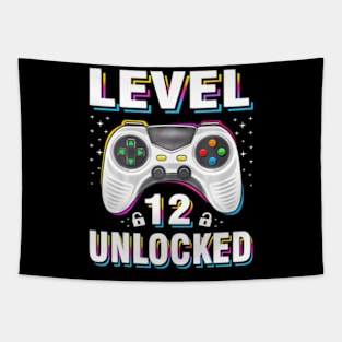 12th Birthday Boy Level 12 Unlocked Video Gamer 12 Years Tapestry