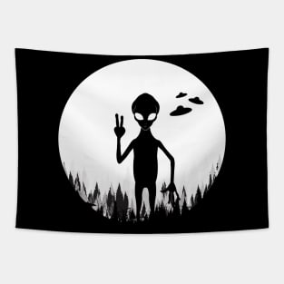 Funny Alien And Ufos Tapestry