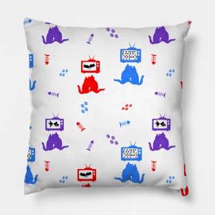 Cats Watching TV. All over design. Pillow