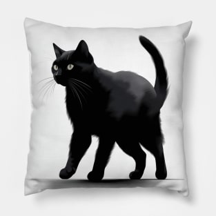 Black Cat On The Prowl Pillow