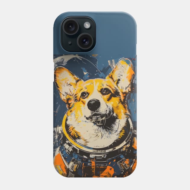 Vintage corgi dog astronaut portrait Phone Case by etherElric