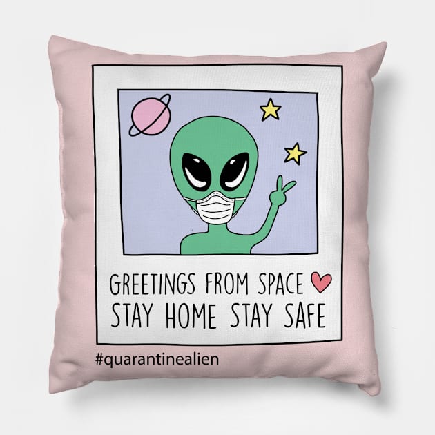 Quarantine Alien Pillow by SuperrSunday