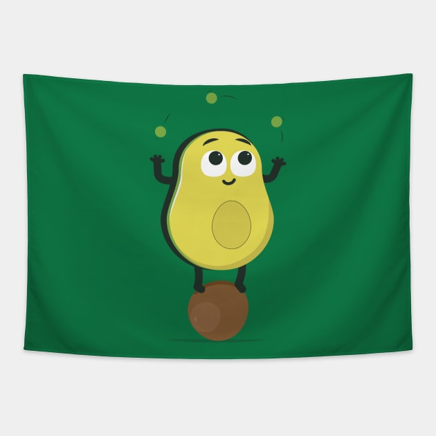 Avocado Juggler Tapestry by El buen Gio