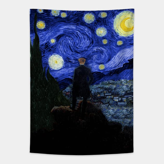 Wanderer under the starry night Tapestry by FandomizedRose