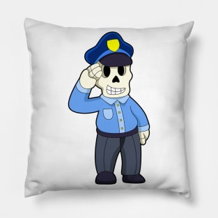 Skeleton as Police officer with Police hat Pillow