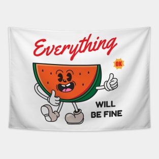 Retro vintage watermelon with thumbs up Tapestry