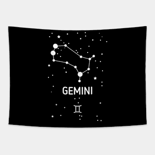 Gemini Zodiac Sign Constellation (White Print) Tapestry