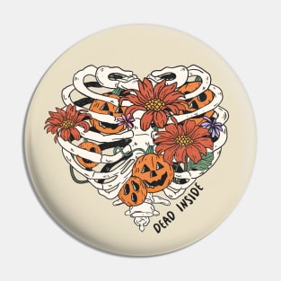 Dead Inside Floral Skeleton Halloween Pin