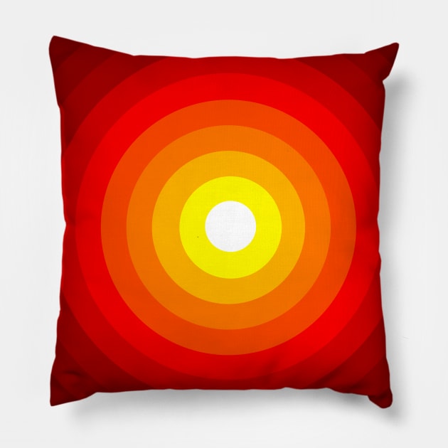 Red Sun Circles Pillow by XTUnknown