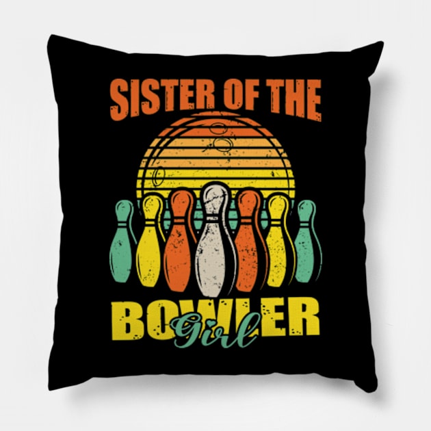 Sister Of The Birthday Bowler Kid Boy Girl Bowling Party Pillow by David Brown