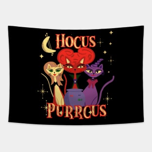 Hocus Purrcus Mid-Century Modern Witch Cats Tapestry