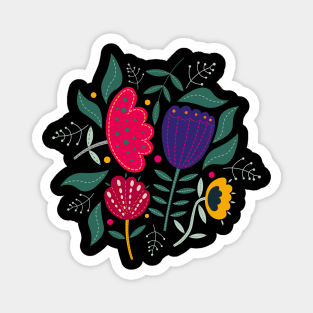 Colorfully Abstract Floral Magnet